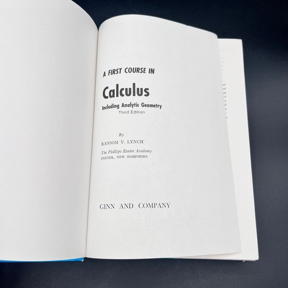 A First Course in Calculus Including Analytic Geometry 3rd Ed Ransom Lynch 1983 - Picture 5 of 8